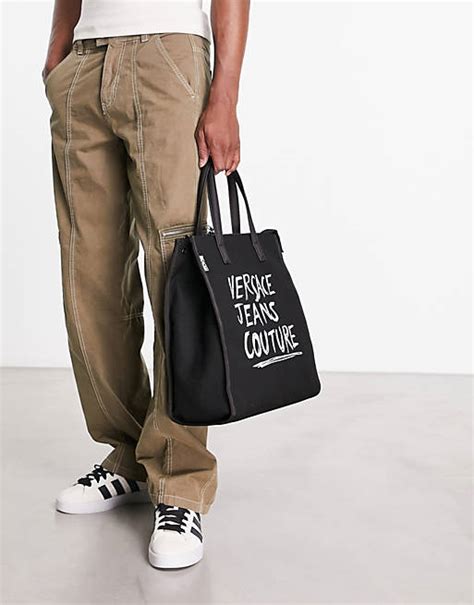 asos versace jeans bag|Versace Jeans Couture script tote bag in black .